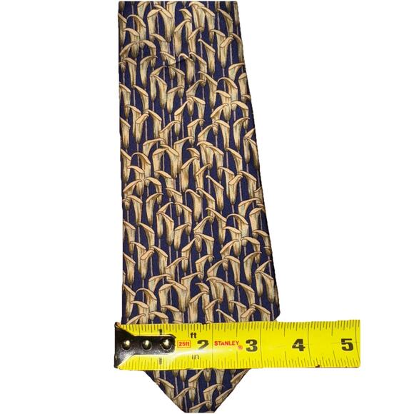 HERMES VINTAGE JACK IN THE PULPIT FLOWER TIE PLANT NATURE HIGH END FRANCE BLUE - Picture 12 of 12